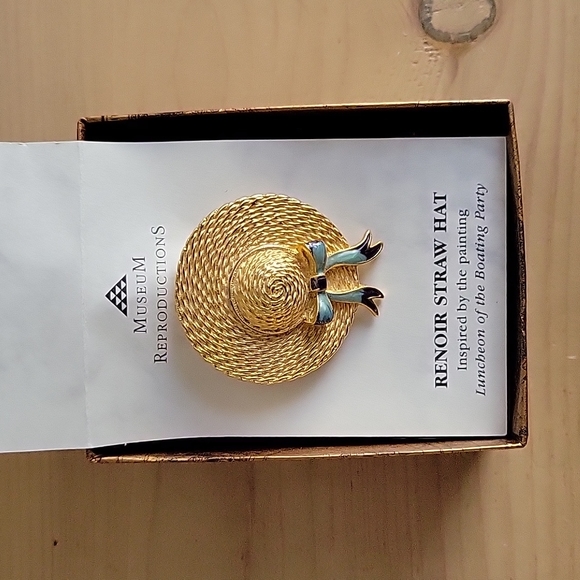 Renoir Straw Hat Brooch Museum Reproduction - Picture 2 of 3